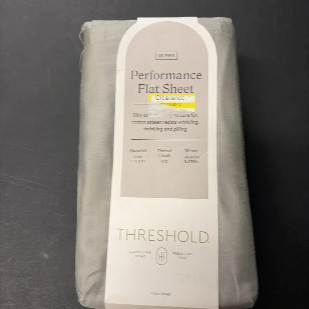 Queen 400 Thread Count Performance Flat Sheet Gray - Threshold: Cotton 28337